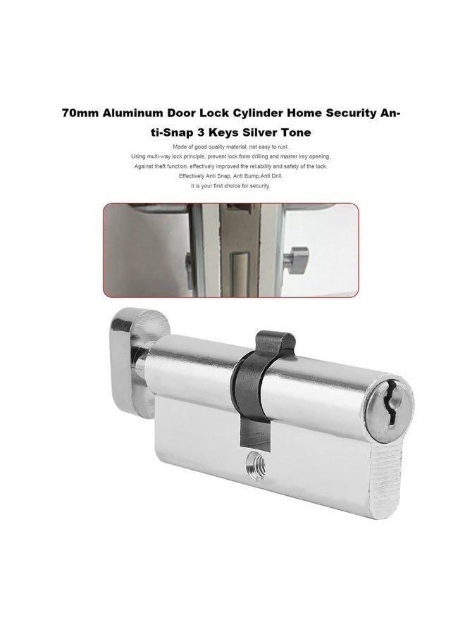 Anti-Pick Door Lock Aluminum Door Lock Cylinder Anti-Snap Anti-Bump Anti-Drill Door Locks Home Security Device 3 Keys Indoor Bedroom Hardware Tools (Color : Silver) - Image 4